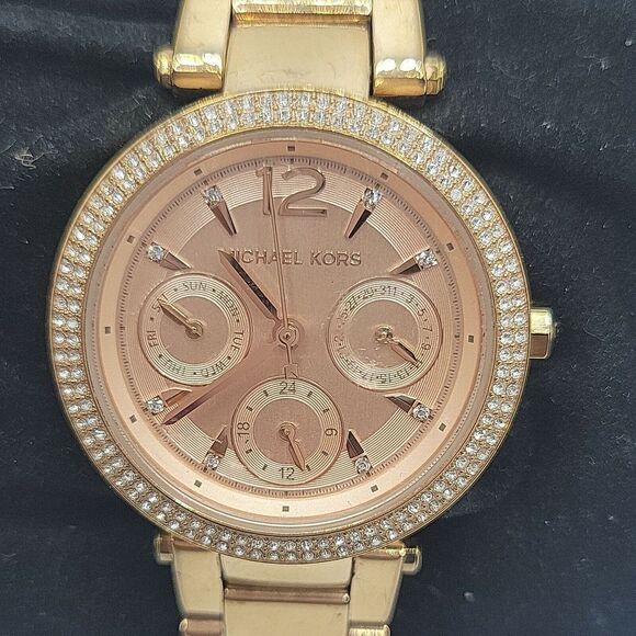 Michael Kors MK6352 Women's Stainless Steel Analog Gold Dial Quartz Watch BC627 - Picture 1 of 10